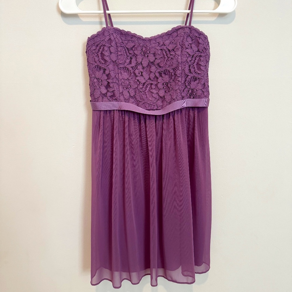 Lavender David's Bridal Jr. Bridesmaid Flower Girl Dress Size 10 EUC
